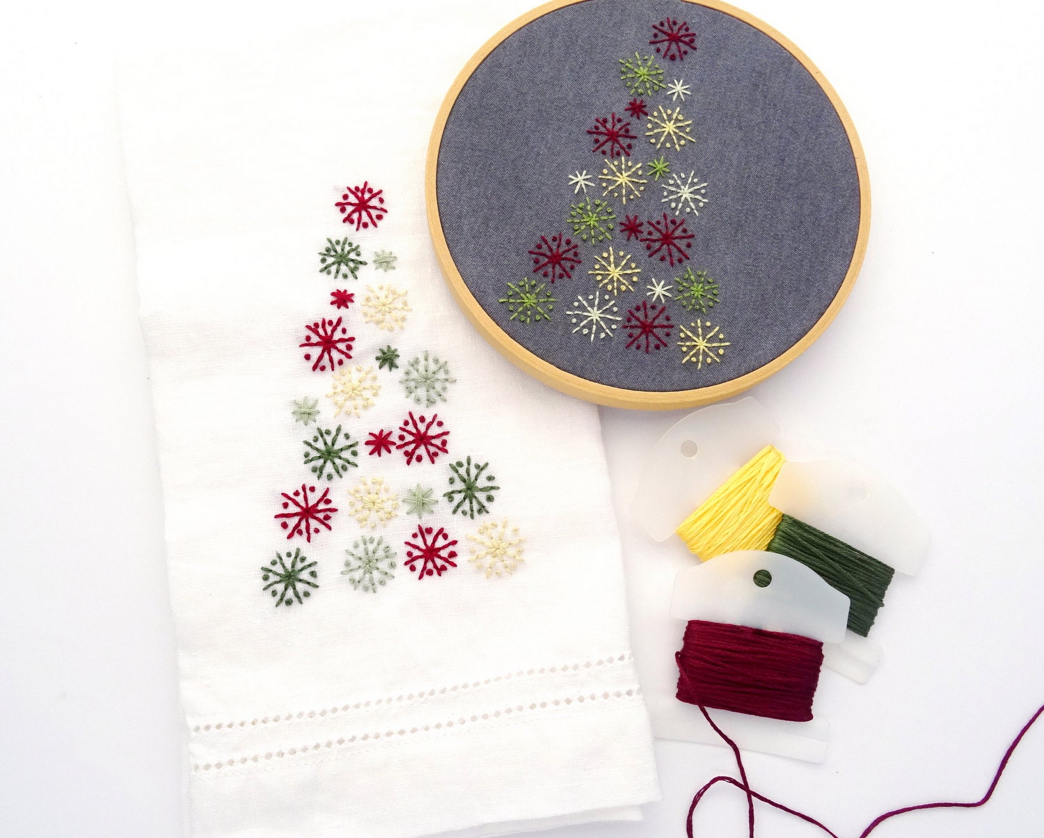 Christmas Tree Trio Hand Embroidery Pattern for Napkin or Hoop Art - Etsy