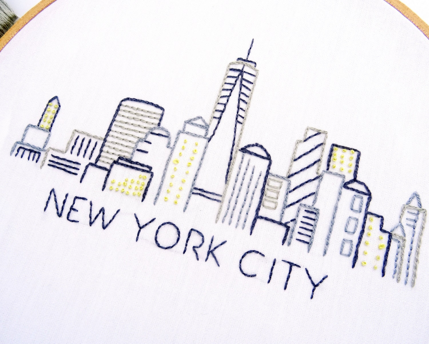 New York City Hand Embroidery Pattern City Skyline Etsy