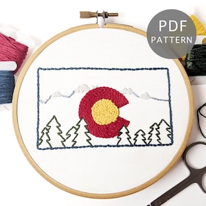 Colorado Flag Hand Embroidery Pattern, State Wall Art & DIY Gift