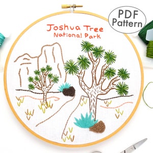 Joshua Tree National Park Hand Embroidery Pattern, California DIY Wall Art PDF Instant Download