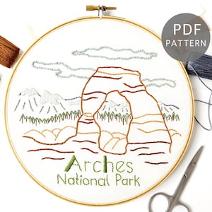 Arches National Park Hand Embroidery Pattern - Delicate Arch Digital Download PDF