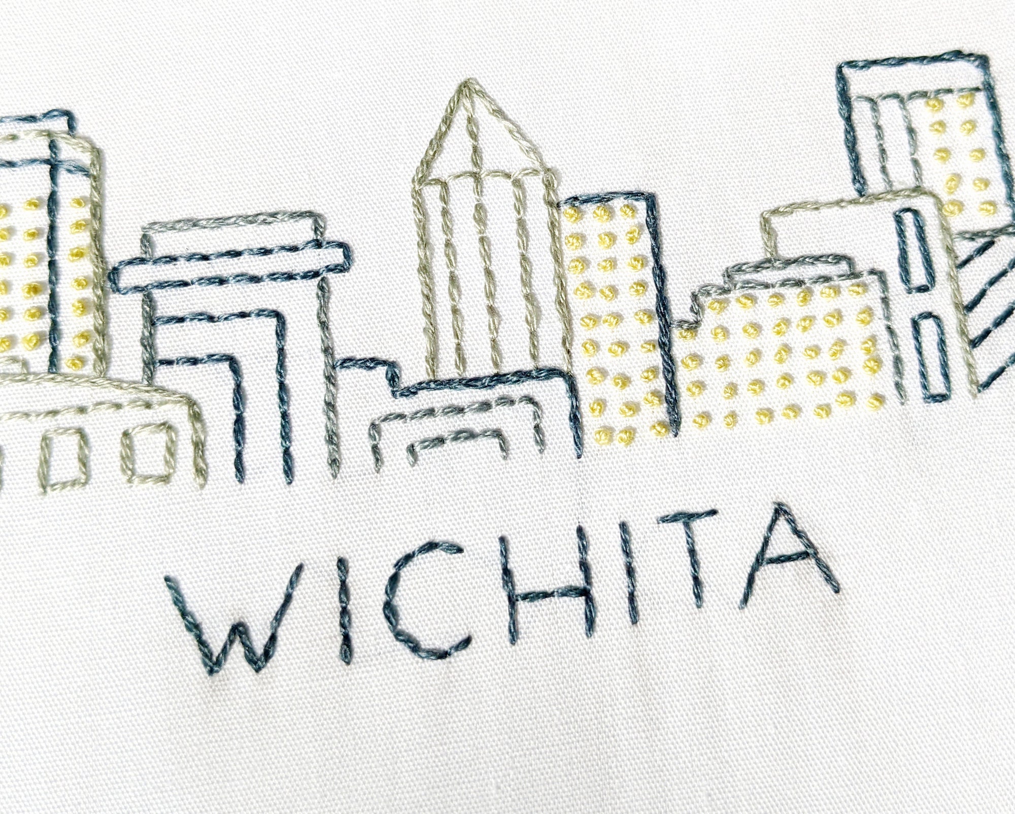 Wichita Kansas Skyline Hand Embroidery Pattern, Simple City Design PDF ...