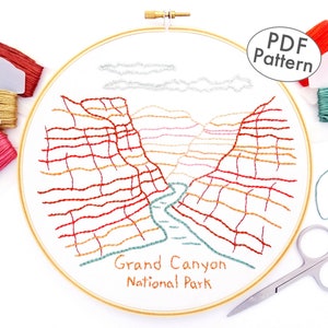Grand Canyon National Park Hand Embroidery Pattern, Arizona DIY Gift for Beginners