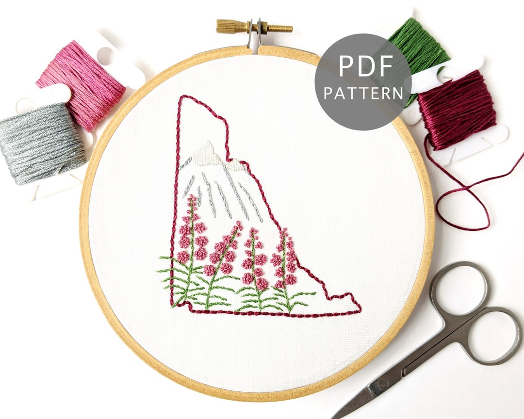 Yukon Canada Hand Embroidery Pattern PDF Download With Fireweed