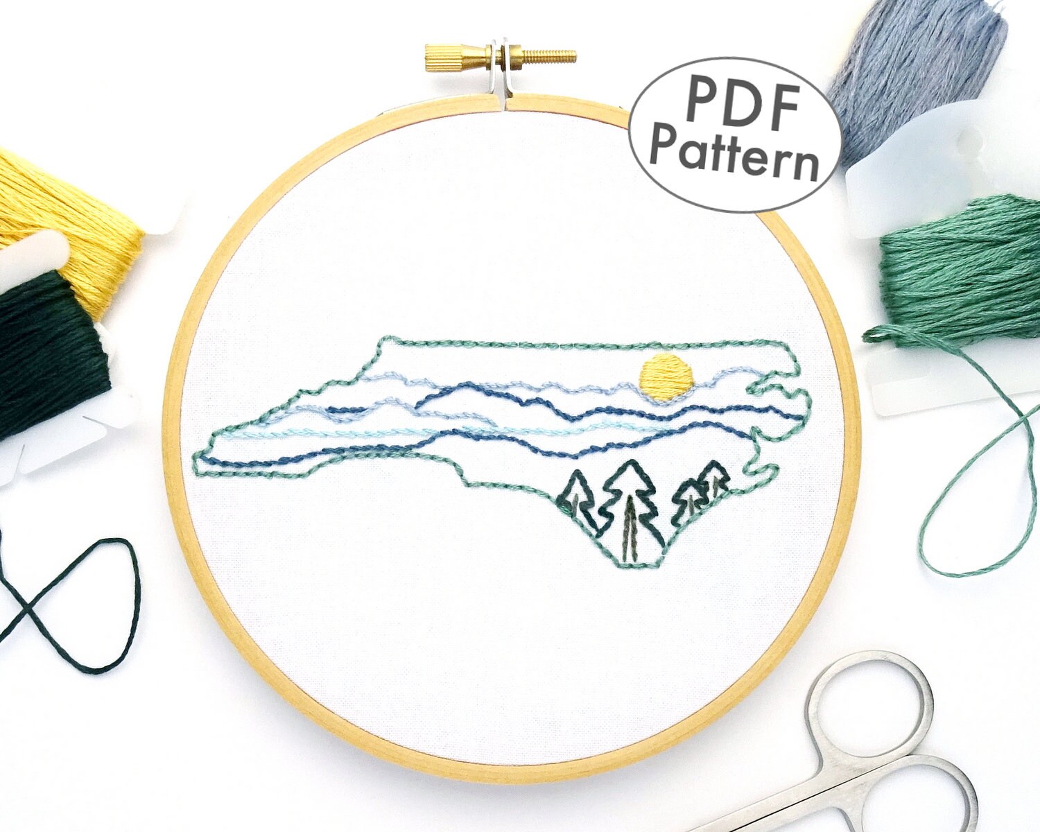 North Carolina Embroidery Pattern Hand Embroidery PDF Etsy