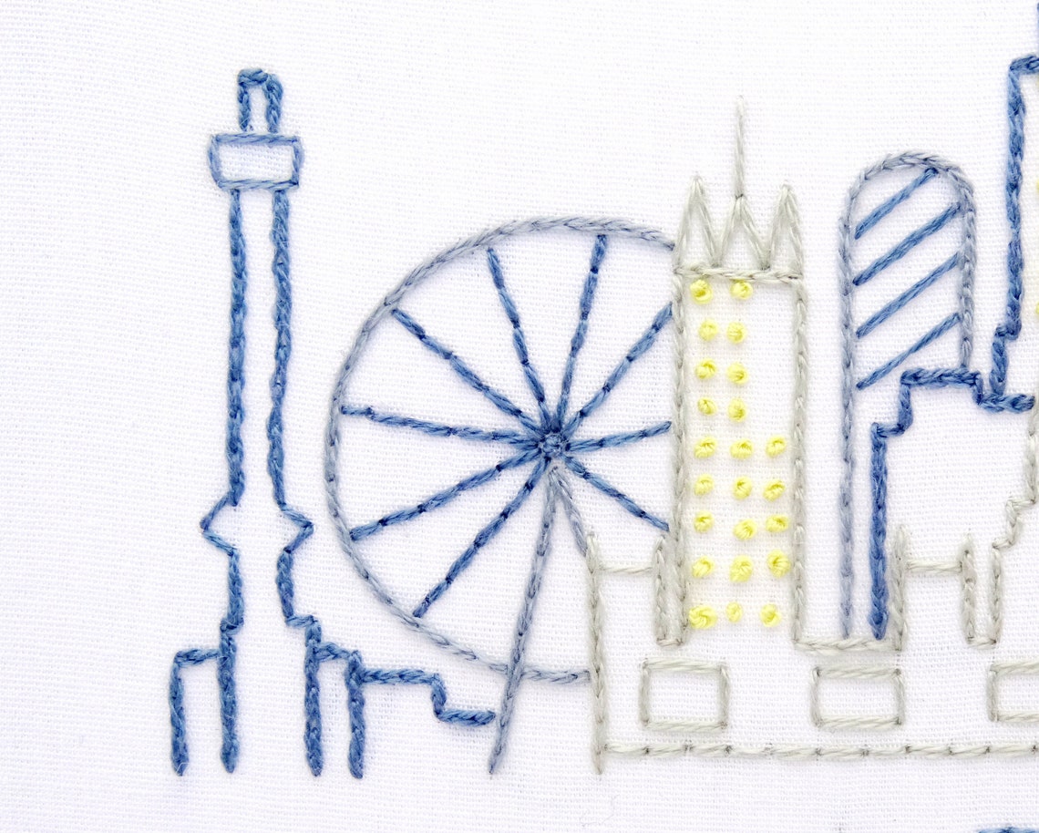 London skyline hand embroidery sybju england city skyline  etsy