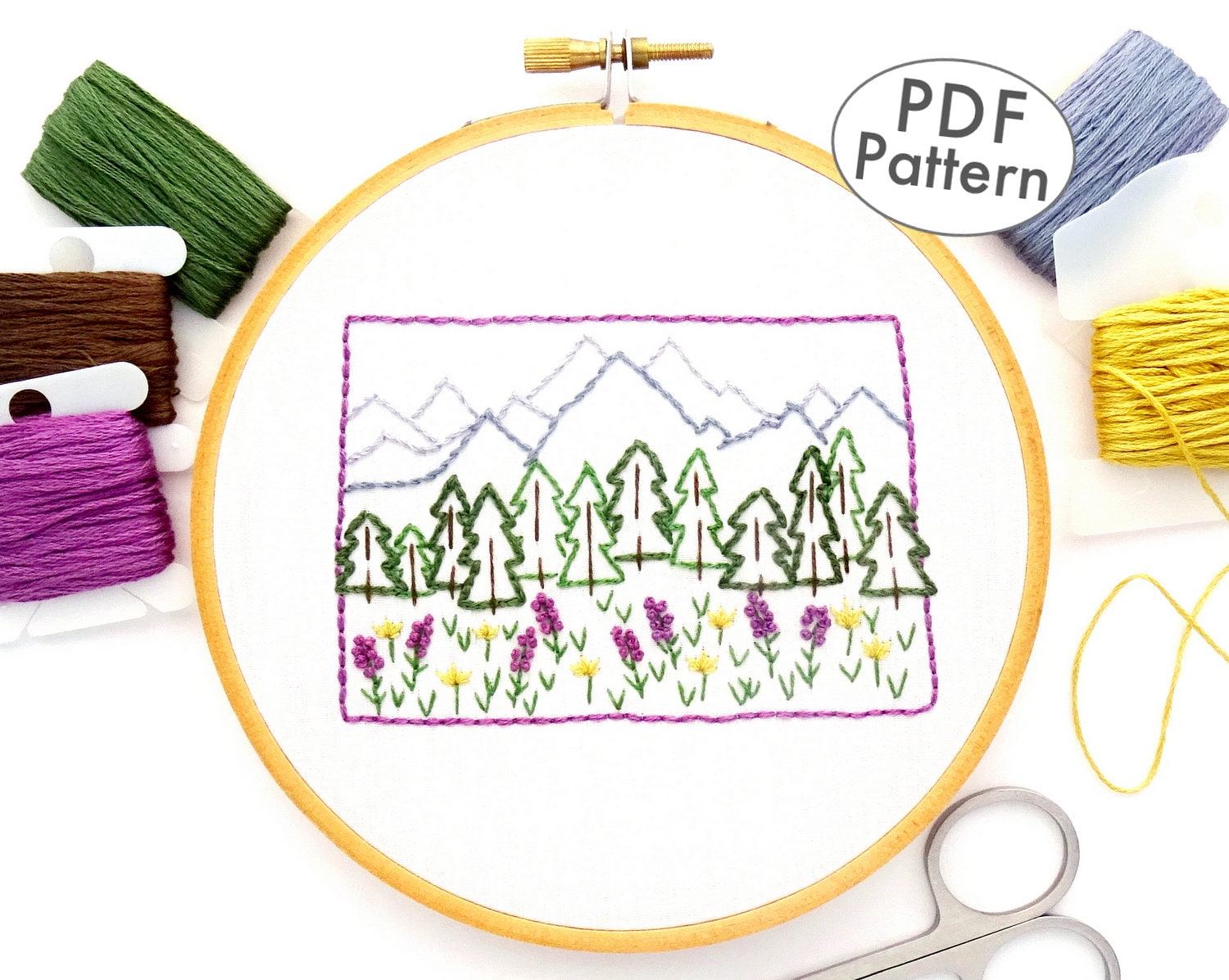 Colorado Mountain Hand Embroidery Pattern PDF Rocky Mountain - Etsy Ireland