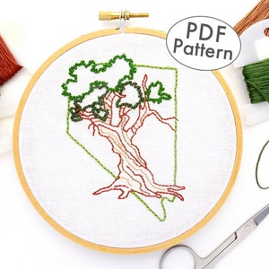 Nevada Hand Embroidery Pattern, Bristlecone Pine Design PDF Download