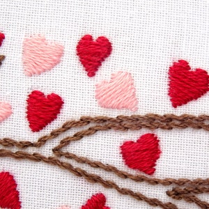 Love Birds Tree Hand Embroidery Pattern PDF Download, DIY Valentines Day Gift image 4