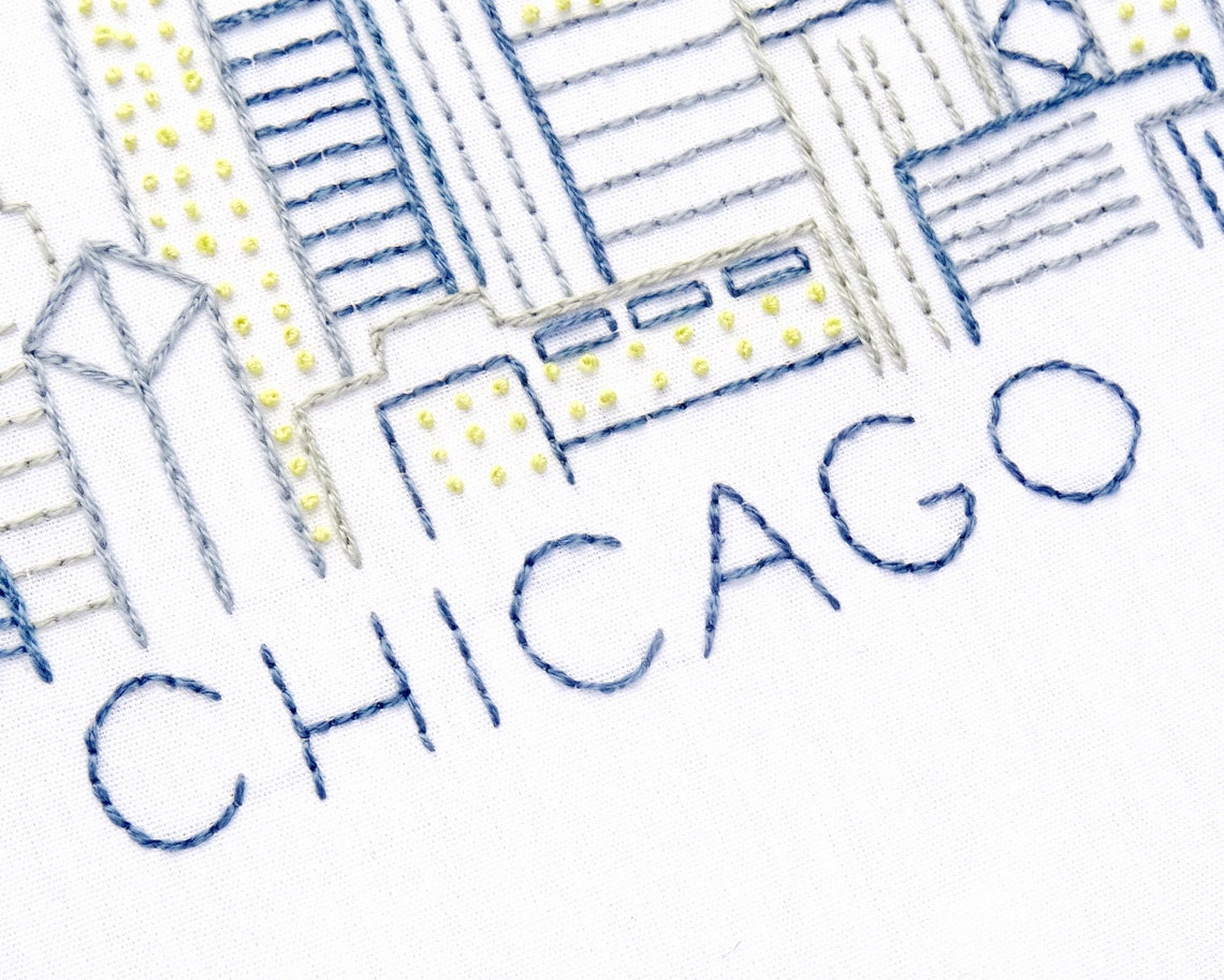 Chicago Hand Embroidery Pattern City Skyline Embroidery PDF Etsy