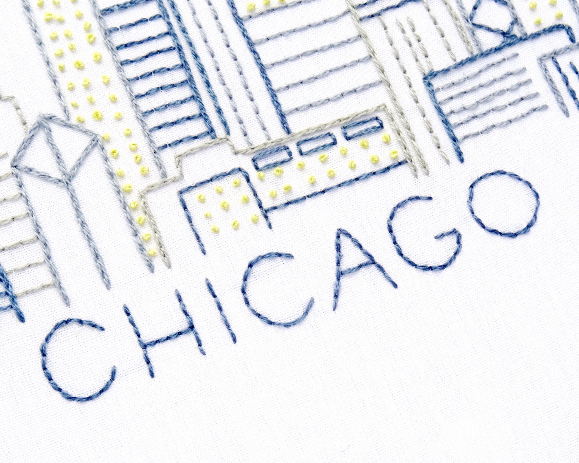 Chicago Hand Embroidery Pattern Illinois City Skyline Etsy