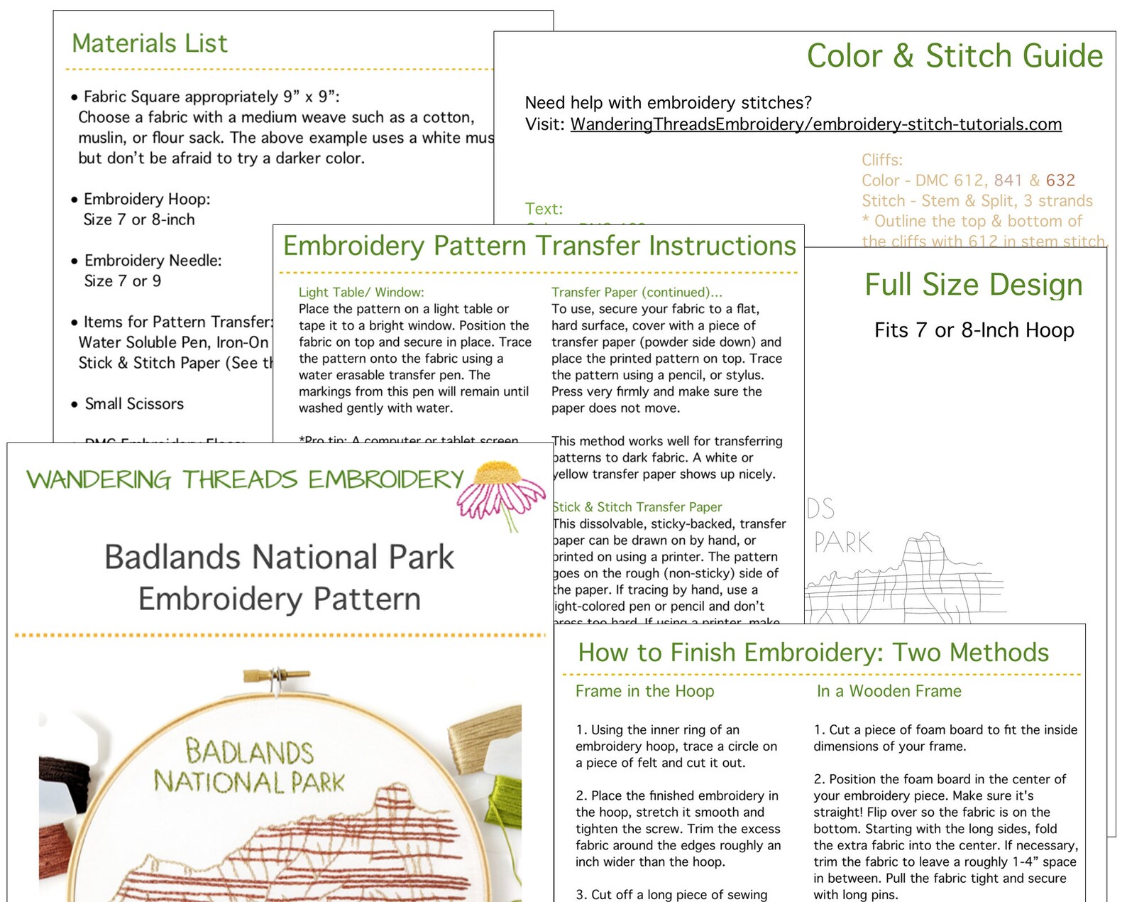 Badlands National Park Hand Embroidery Pattern, South Dakota PDF ...