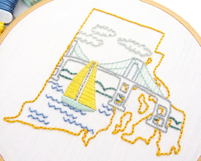 Rhode Island Hand Embroidery Pattern PDF Embroidery State Etsy