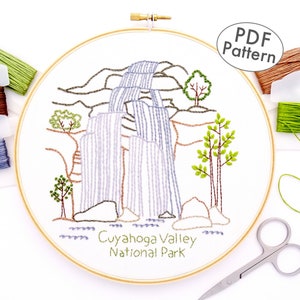 Cuyahoga Valley National Park Hand Embroidery Pattern, Ohio Wall Art PDF Digital Download