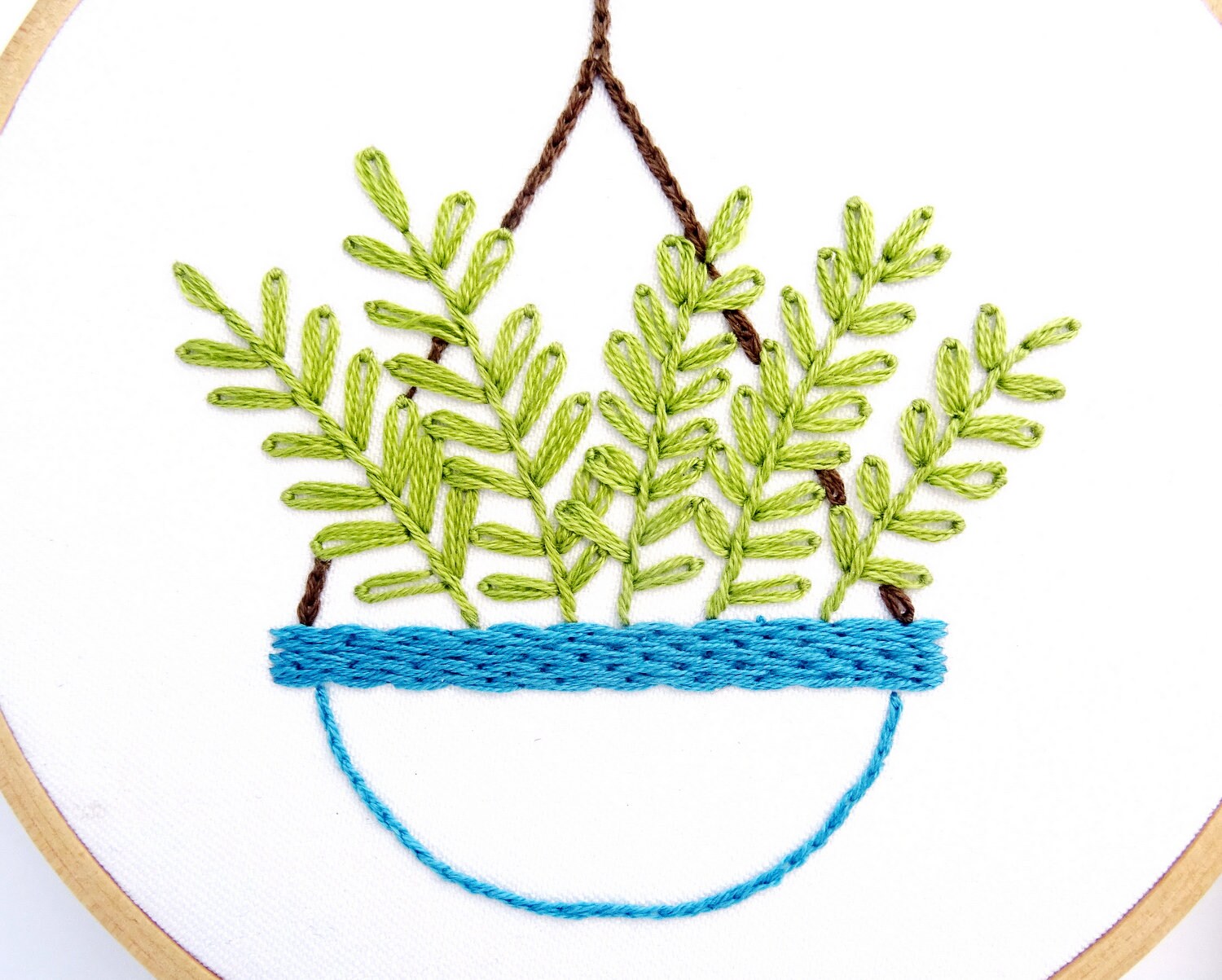 Hanging Plant Hand Embroidery Pattern With Ivy, Fern & Philodendron ...