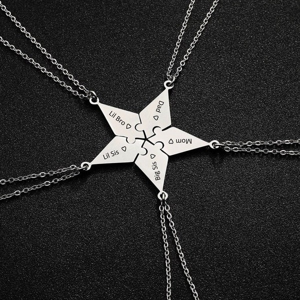 Star puzzle necklace with engraving made of stainless steel | Gift idea | Personalized Gift | friendship | Family | Name engraving | Trailer