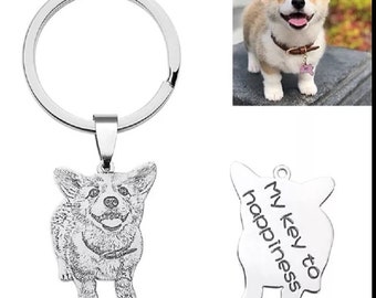 Schlüsselanhänger mit Fotogravur | Haustier | Erinnerung | Geschenkidee | Personalisiertes Geschenk |  Edelstahl Schlüsselanhänger / Trauer