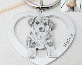 Foto Gravur Schlüsselanhänger  | Haustier | Hunde | Katze | personalisiert | Andenken | Cat | Dog | Herz | personalisierte geschenke