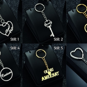 gepersonaliseerde sleutelhanger van roestvrij staal | Sleutelhanger met naam | Cadeau-idee | Cadeau voor koppels | sleutelhanger | Gif |
