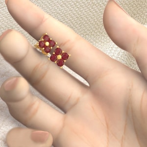 Found something you love Ruby July Birthstone, Ruby Earrings, Natural Red Ruby Earrings, Silver With 18K White Gold Plating, July Birthstone