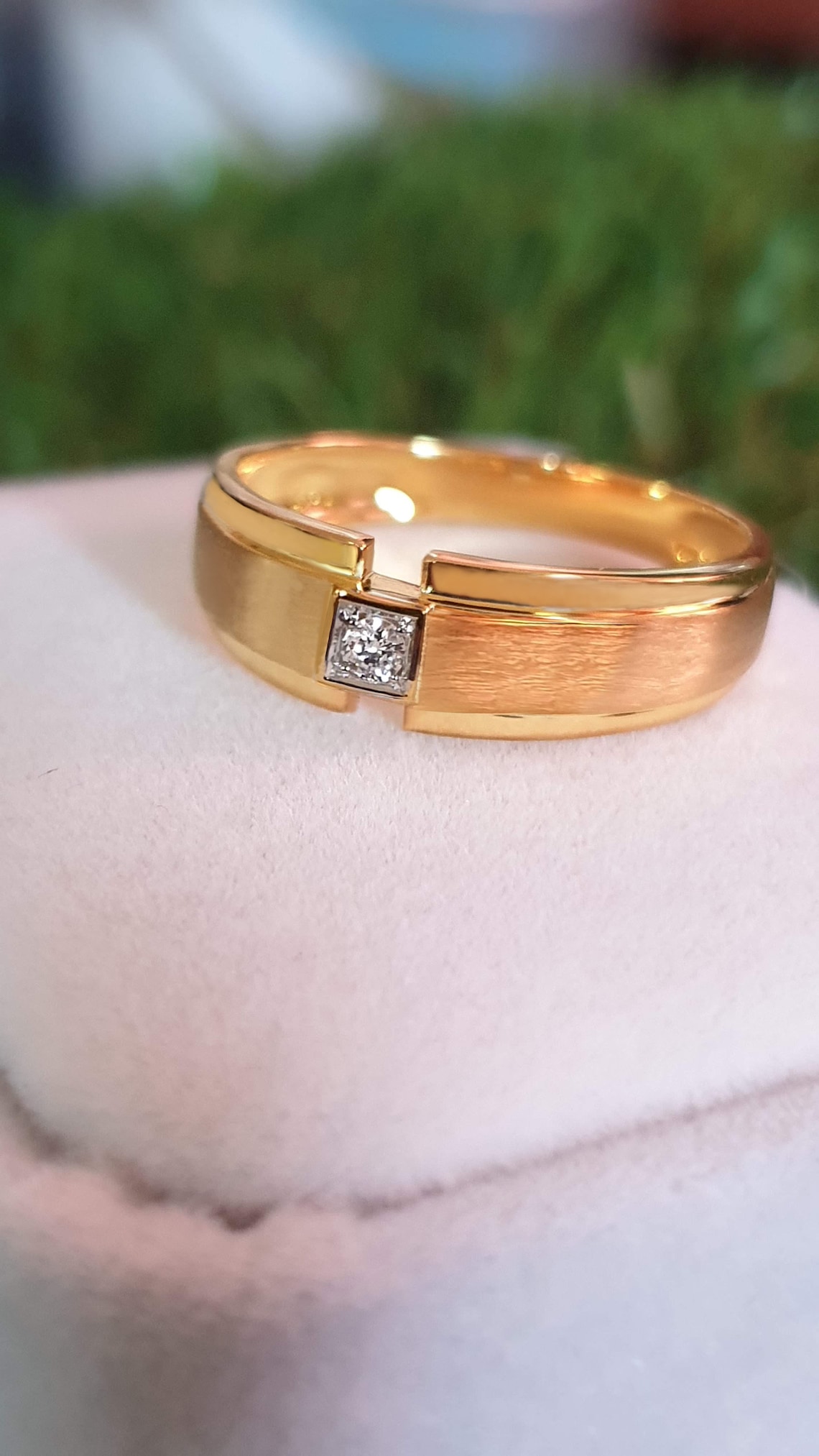 0.10 Ct Men's Wedding Band, Round Diamond Ring, Solitaire Wedding Ring