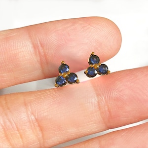 Natural Blue Sapphire Earrings, Sterling Silver,Studs earring,September Birthstone, Handmade Engagement Gift For Women Her ,Thialand jewelry