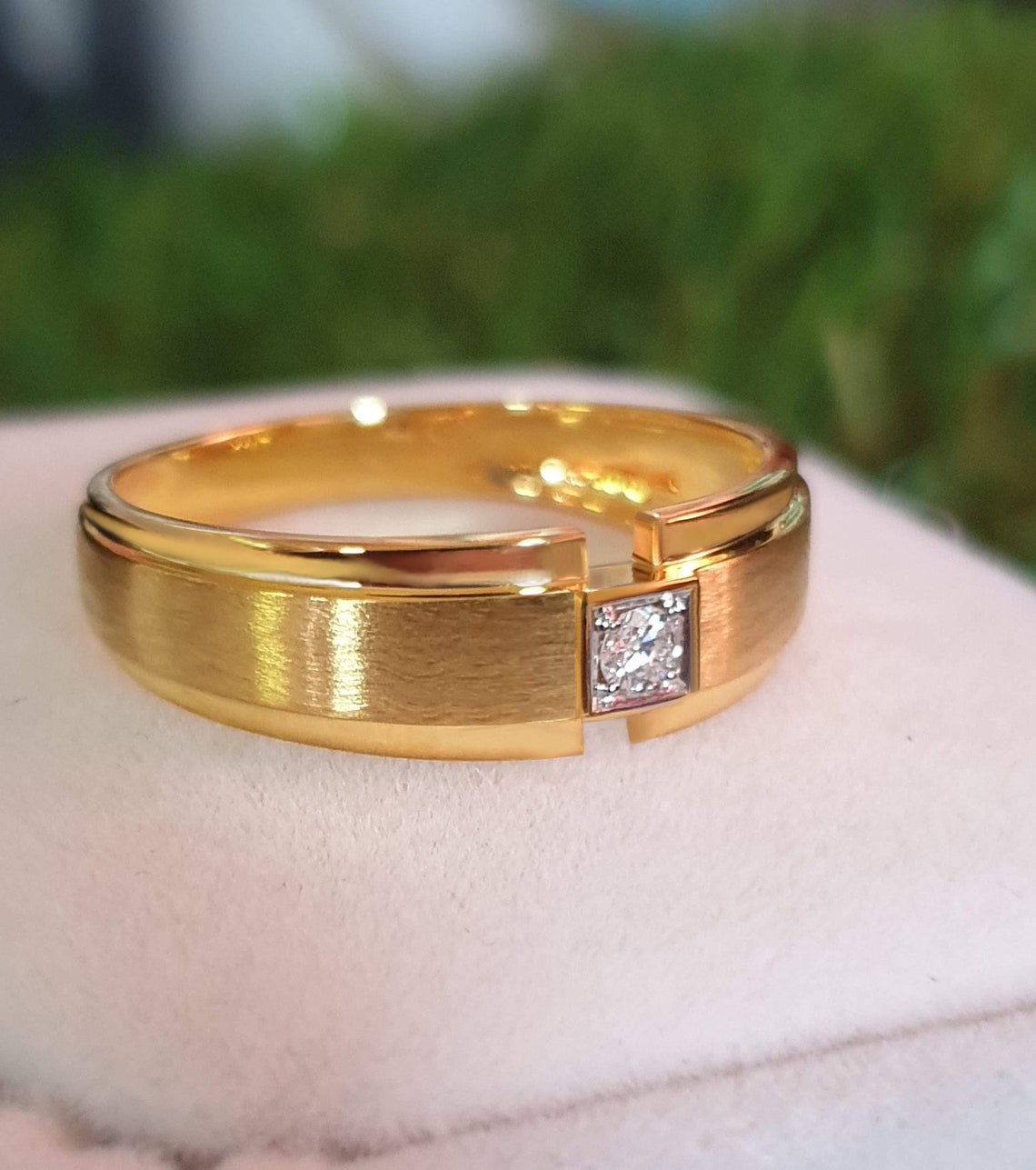 0.10 Ct Men's Wedding Band, Round Diamond Ring, Solitaire Wedding Ring