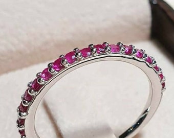 Natural Ruby Eternity Ring, Good quality setting Beautiful ring !!!!Anniversary Ring Ruby Ring July Birthstone Ring  Sterling Silver Ring