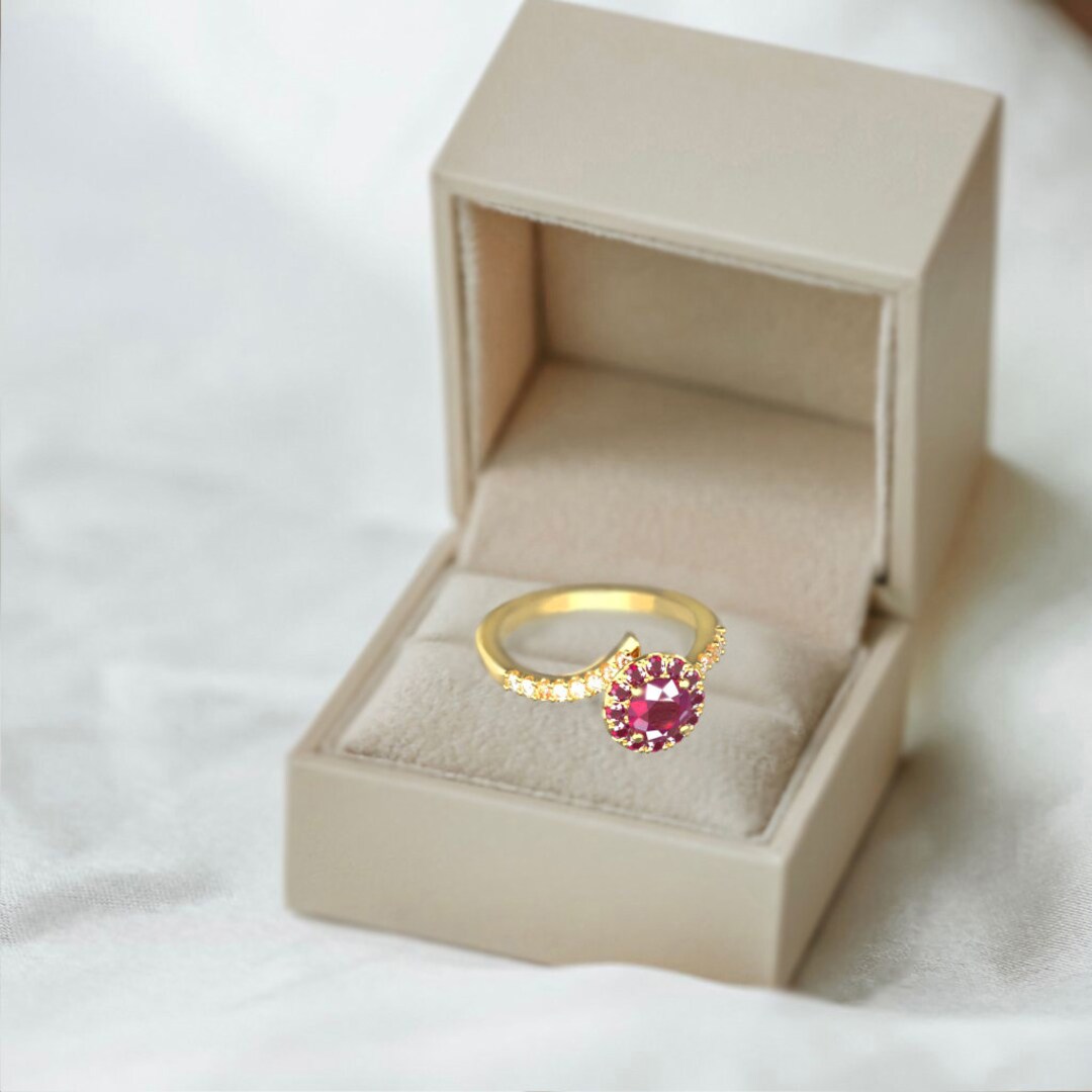 Ruby Graduation Ring Ruby Ring / Ruby Engagement Ring in Silver Gold / Round Cut Ruby ...