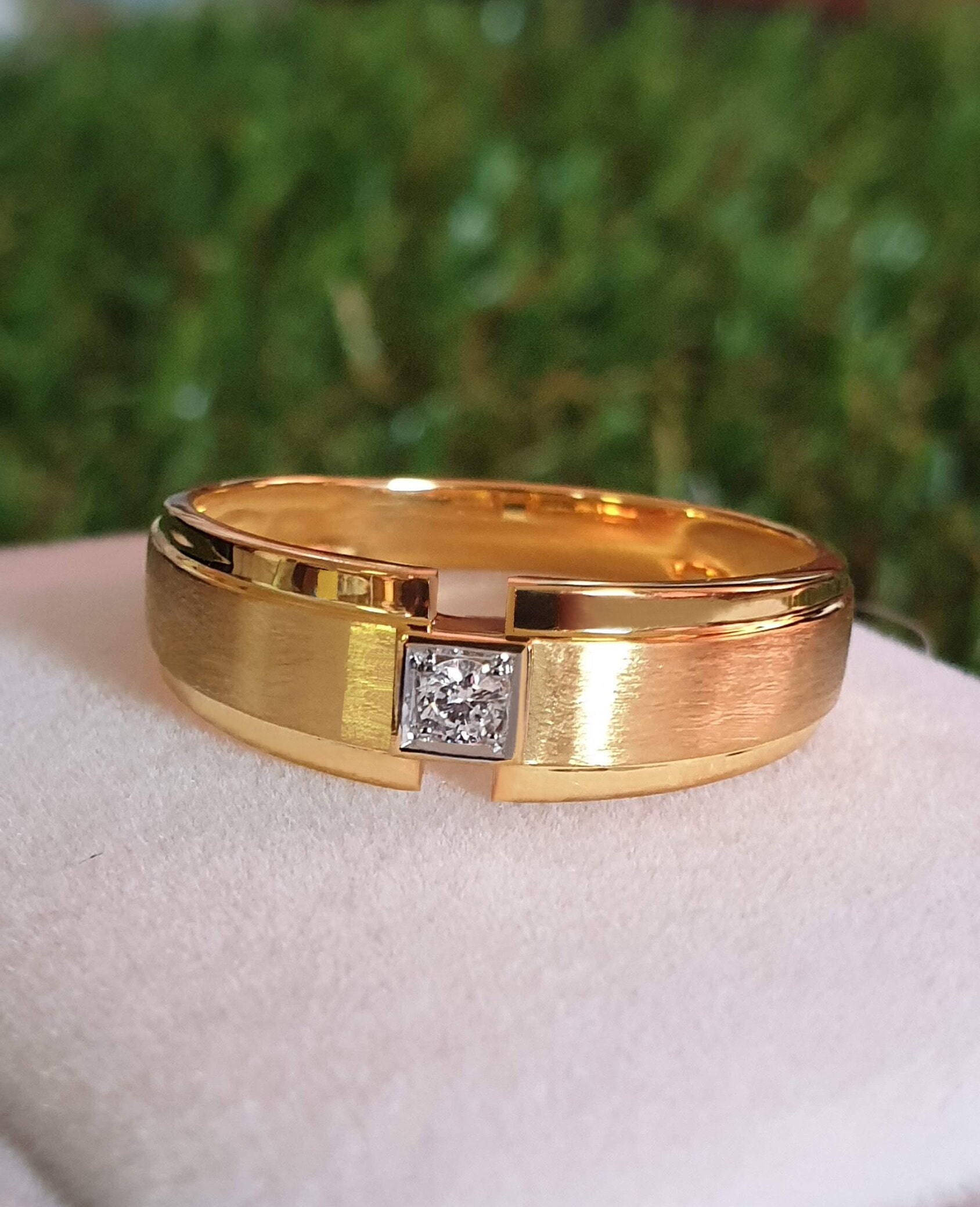 0.10 Ct Men's Wedding Band, Round Diamond Ring, Solitaire Wedding Ring,9k Solid Gold Ring, Men's Diamond Ring, Single Diamond Ring For Him