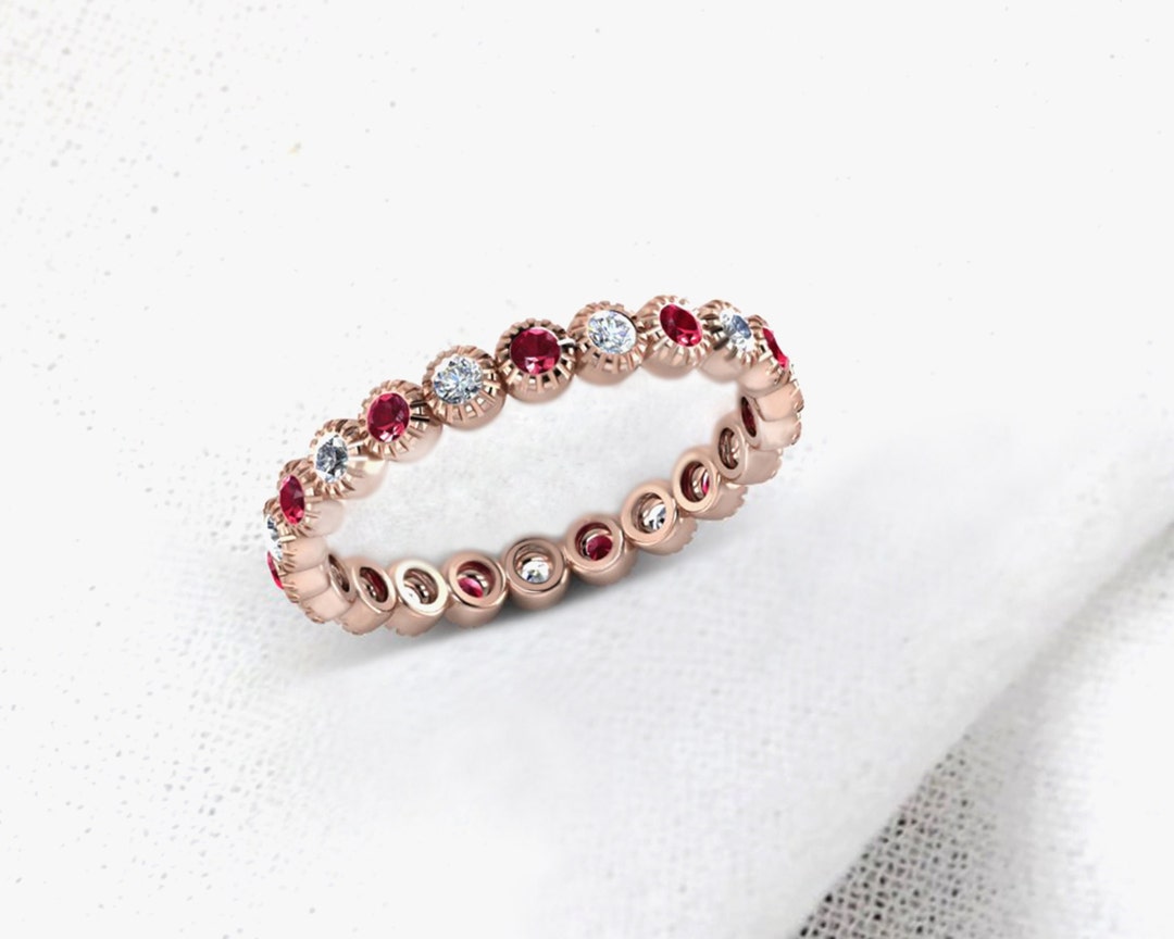 Full Eternity Ring Birthstone July Natural Gemstones Ruby Etsy