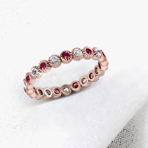 Ruby Eternity Ring Natural Ruby Gemstones with 925 Silver with 18K golf for July Birthstones for anniversary, Valentines Day, promise day