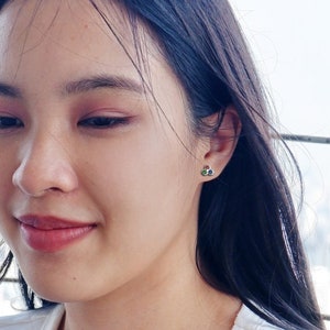 Natural gemstones earring stud Silver, Tiny Three Stone Stud Earrings, Stud Earrings, Stud Earrings, Tiny Stud Earrings, Minimalist Earrings
