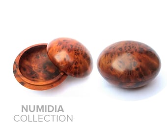 2 cajas redondas de madera Thuya madera nudosa caja de almacenamiento de esferas cenicero de madera redonda caja de almacenamiento única urna caja de cenicero de madera