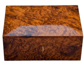 Luxury Jewelry Box Made Of Thuya Wood Burl With Velvet Lined tray for two level of storage