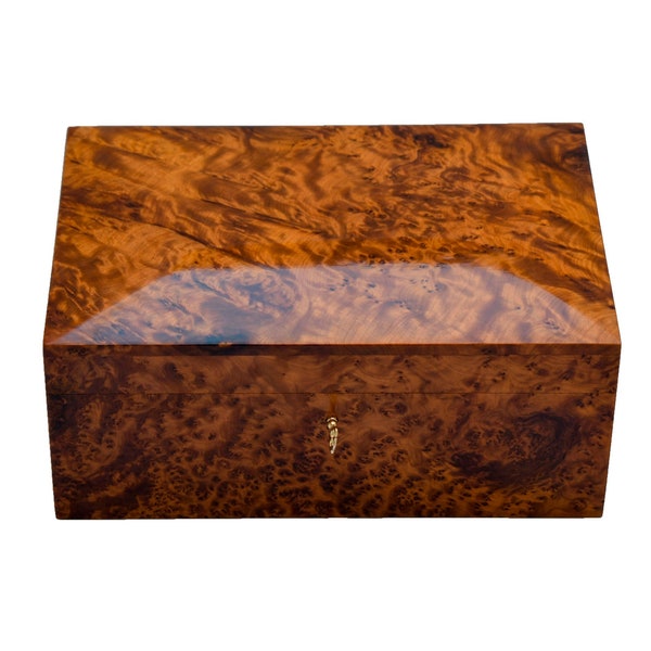 Jewelry Box Wood Burl , Handmade Jewelry Box with lock ,Velvet Lined Wooden Jewelry Box, 12"x8" Handmade Solid Thuya wood Burl jewellery Box
