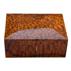 Handgemaakte Thuya Wood Burl Jewelry Box, unieke afsluitbare houten kist, gegraveerd Memory Couple Gift, Koop 3 en ontvang 50% korting op couponcode "SAVE50"