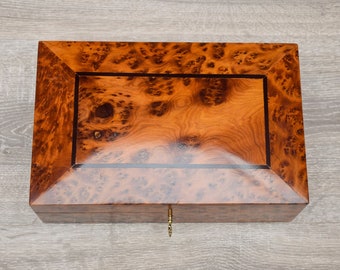 Wood keepsake box - wooden keepsake box Engraved - 10"x6" Solid wood box - handmade personalized Memory box - burl wooden urn box