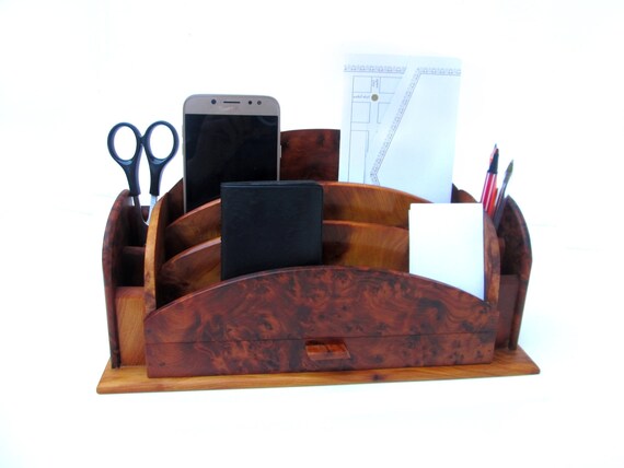 Wood Desktop Organizer Desk Caddy Organizer Office Organizer Etsy