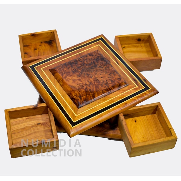 secret opening box wooden magic box thuya wood jewerely box wooden box with four drawers hand carved mystery box boite magique secret box