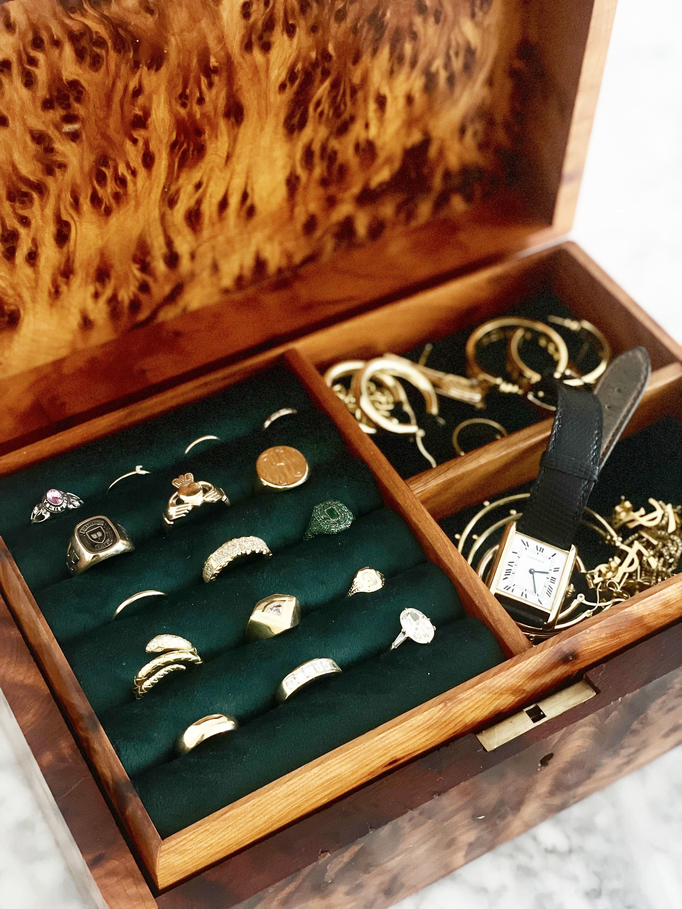 Wooden Jewelry Box Handmade Burl Wood Box With Key Large Wooden Jewelry Box Handmade Burl Wood Box With Key Large