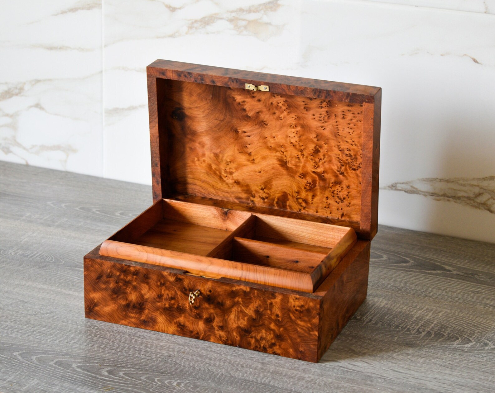 Wooden Jewelry Box Handmade Burl Wood Box With Key Large - Etsy