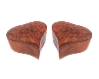 2 x Caja pequeña de madera con forma de corazón hecha de Thuya Burl caja de madera con forma de corazón caja pequeña para joyas caja pequeña para anillos boite à bijoux en forme de coeur Joyero