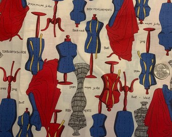 Vintage Sewing Mold Print Cotton Fabric: 1993 Fabric Traditions