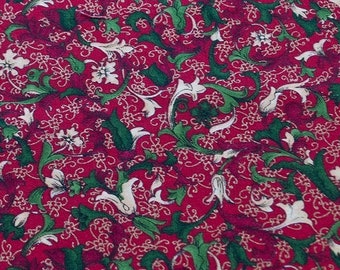 1/2 Yd Christmas High Fashion Fabrics 2007,  Red Christmas with gold metallic fabric New Discontinued