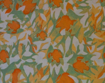 Fall Abstract Cotton Fabric: Orange & Green Medley, 1 Yard + (Springs Naturally)