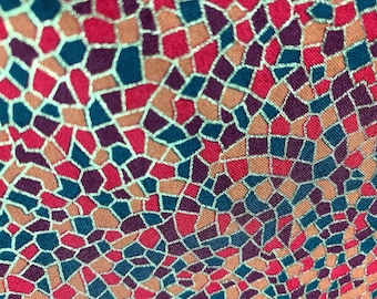 3 Yds+14" BTY Textiles Creations, Inc. Christmas Group Copyright Gold Metallic Mosaic Edges
