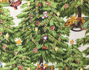 2 Yards BTY RJR Fabrics Old Fashioned Christmas Decorated Christmas Trees ©2005