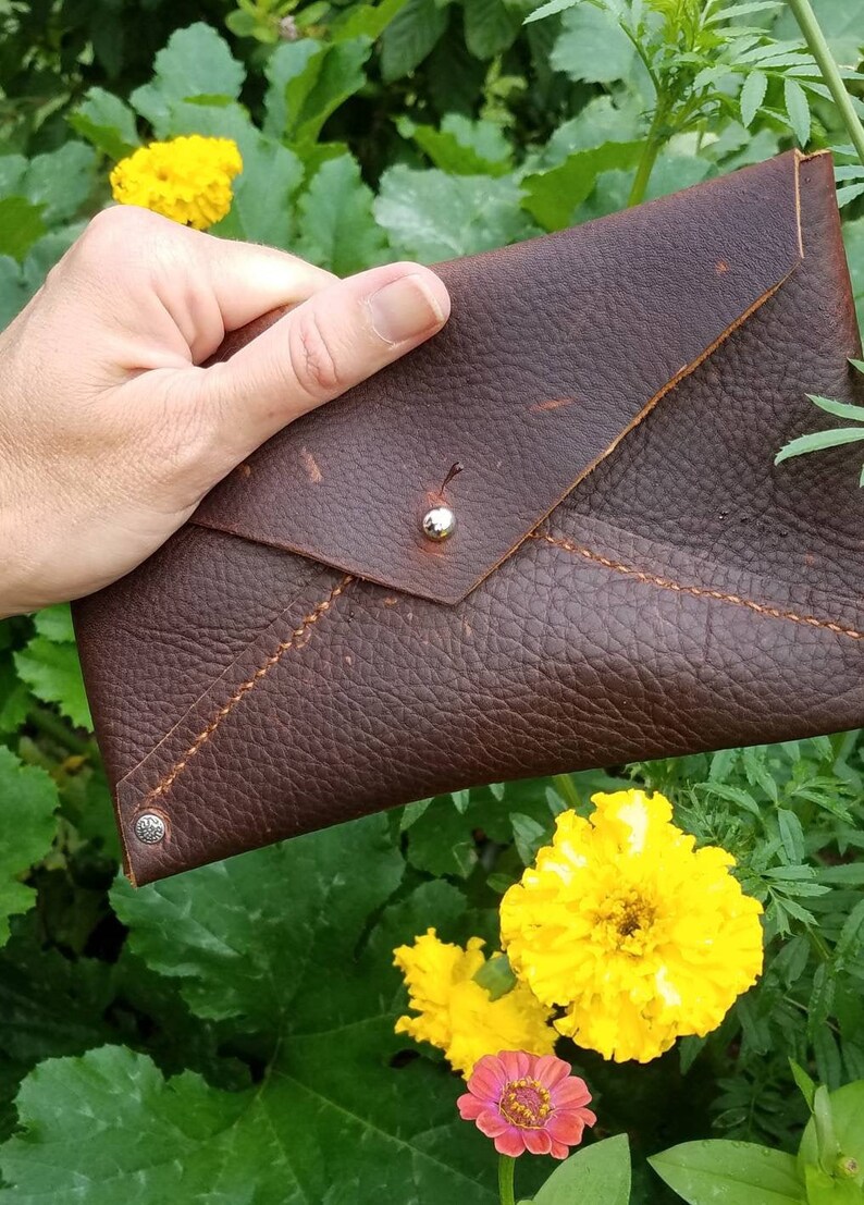 Genuine LEATHER envelope clutch Etsy
