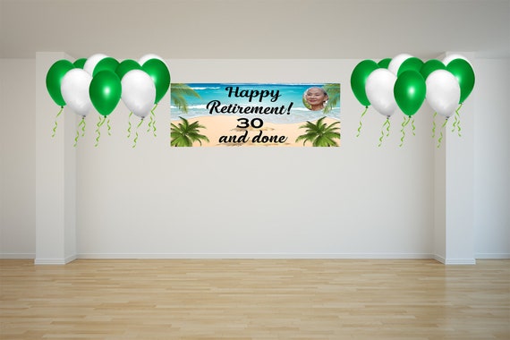 Custom Retirement Banner Beach Palm Tree Theme Digital Etsy
